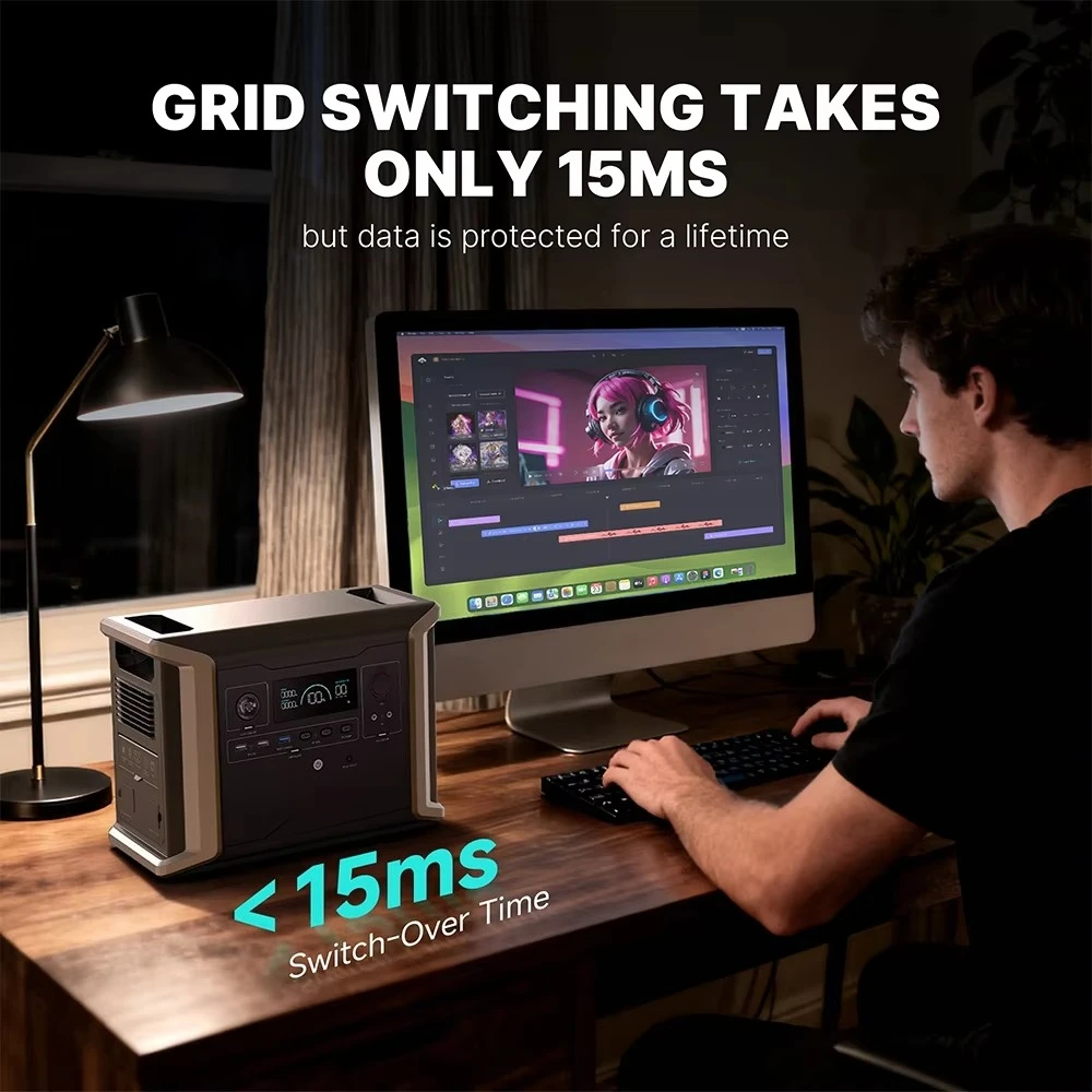 

Dabbsson DBS1300 Portable Power Station 1330wh Solar Generator Lifepo4 Battery Home Emergency RV Energy Storage System