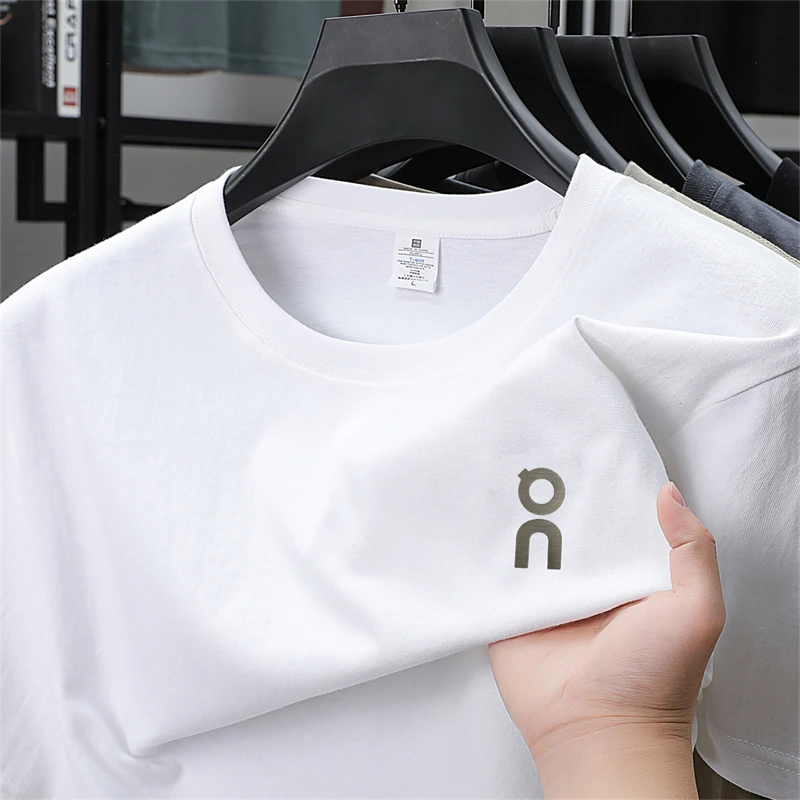 Camiseta de Manga Corta de Algodón Puro Minimalista de Alta Calidad para Hombre, Nuevo Estilo de Verano, Versátil