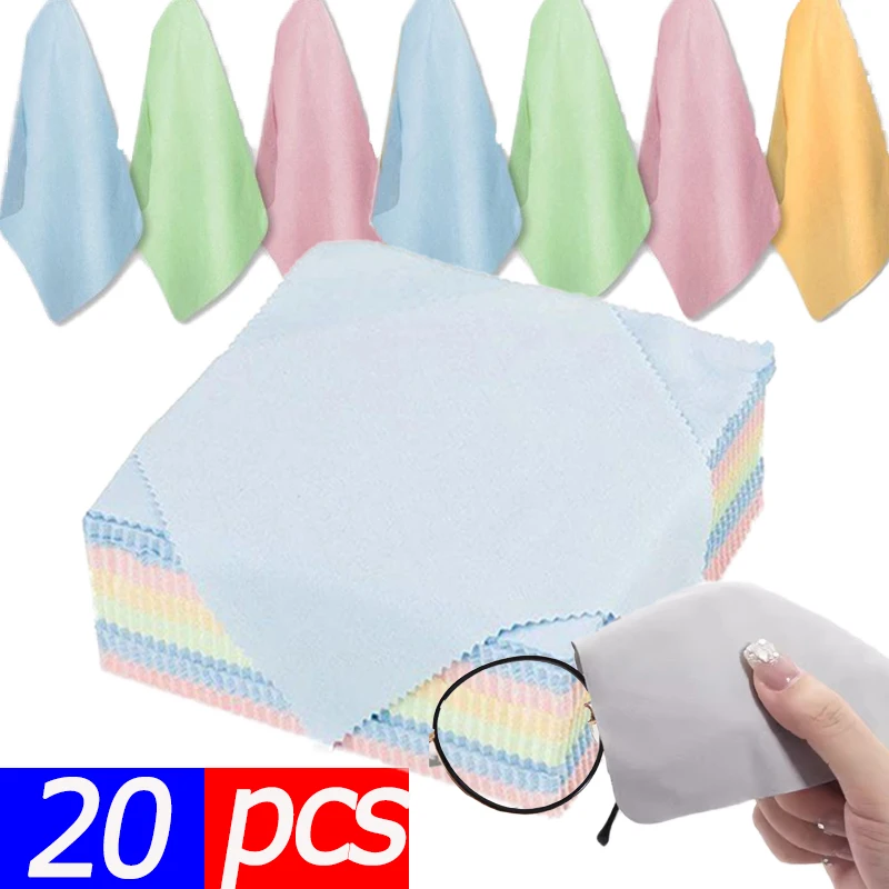 20PCS 13x13cm Glasses Clean Cloth Microfiber Cleaner Cleaning Cloth for Phone Screen Camera Sunglasses Cloth Color Random