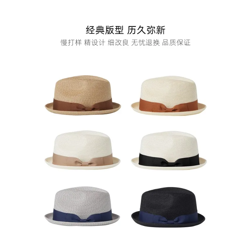 Summer straw hat men's and women's rolled-up small top hat short brim sun protection holiday beach