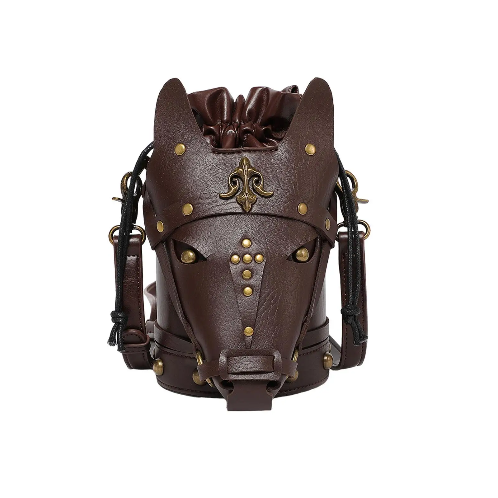 

Steampunk Crossbody Bag Women Men Y2K Costume Decorative Wallet Cross Body Punk Drawstring PU Leather Festival Satchel Purse Bag