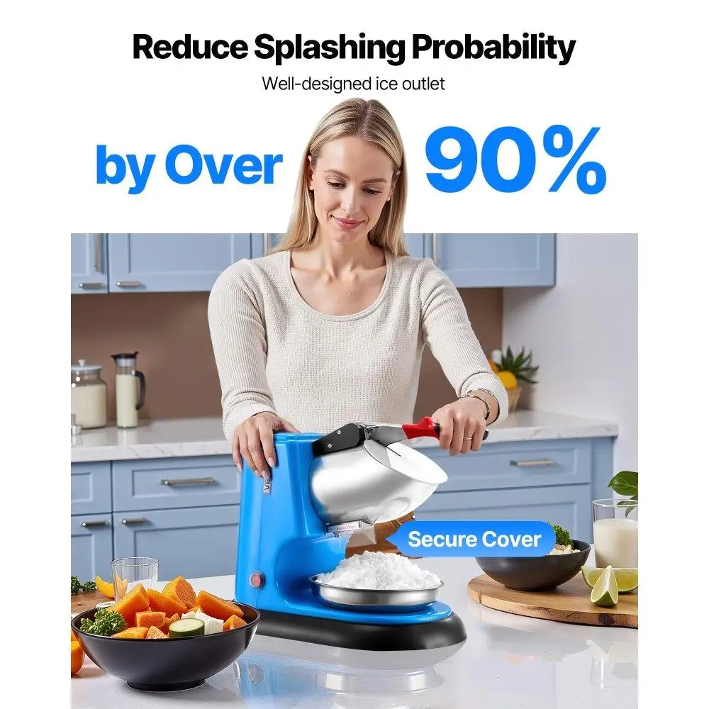 전기 얼음 면도기 시간당 220LBS 스노우 콘 메이커 상업 등급 얼음 분쇄기 블루 컬러