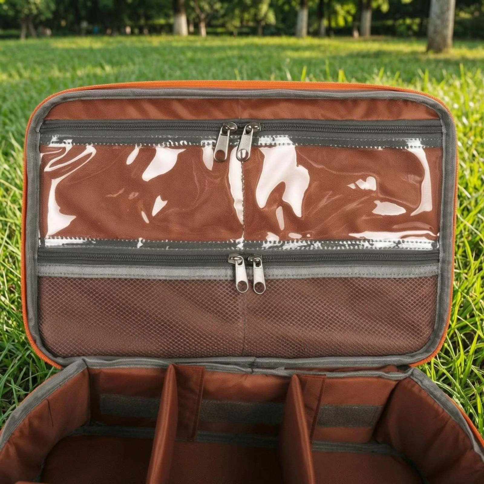 

Fishing Reel Storage Bag Padded Fishing Reel Bag Transparent Pocket Zippered for Anglers