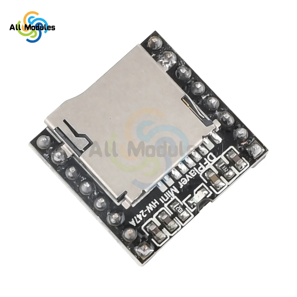 2 Buah Modul Pemutar MP3 Mini Papan Dekode Suara MP3 Mendukung Kartu TF U-disk IO/Port Serial/AD untuk Arduino Kit DIY