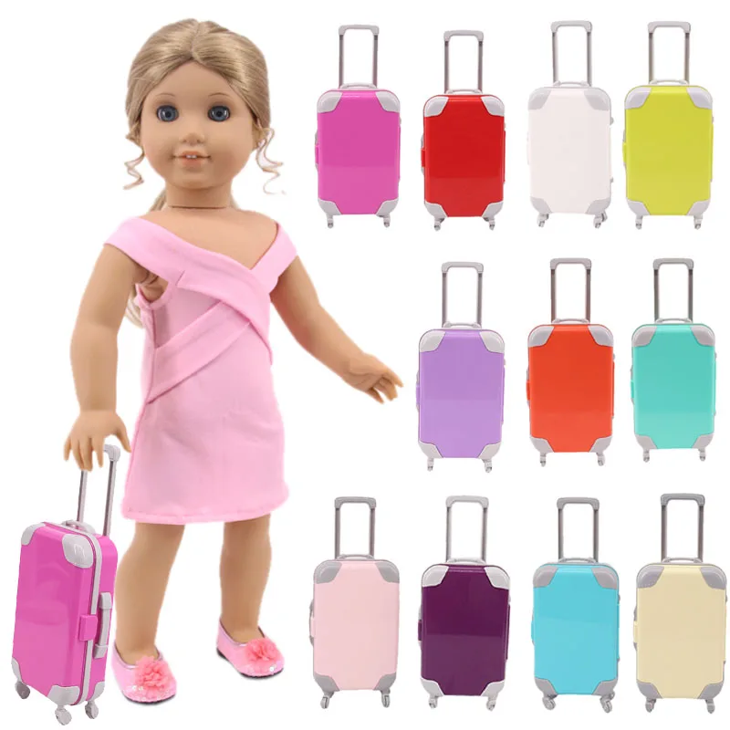 

18inch Doll Mini Luggage Box Doll Accessories Suitcase Pure Color Luggage lalafanfan For 18 inch Girl's/Paola Reina Dolls Toy