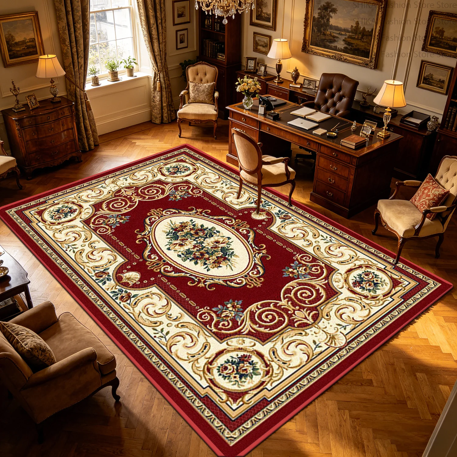 red-european-luxury-flower-style-office-carpet-large-area-easy-cleaning-soft-floor-mats-decoration-home-non-slip-lint-free-rug