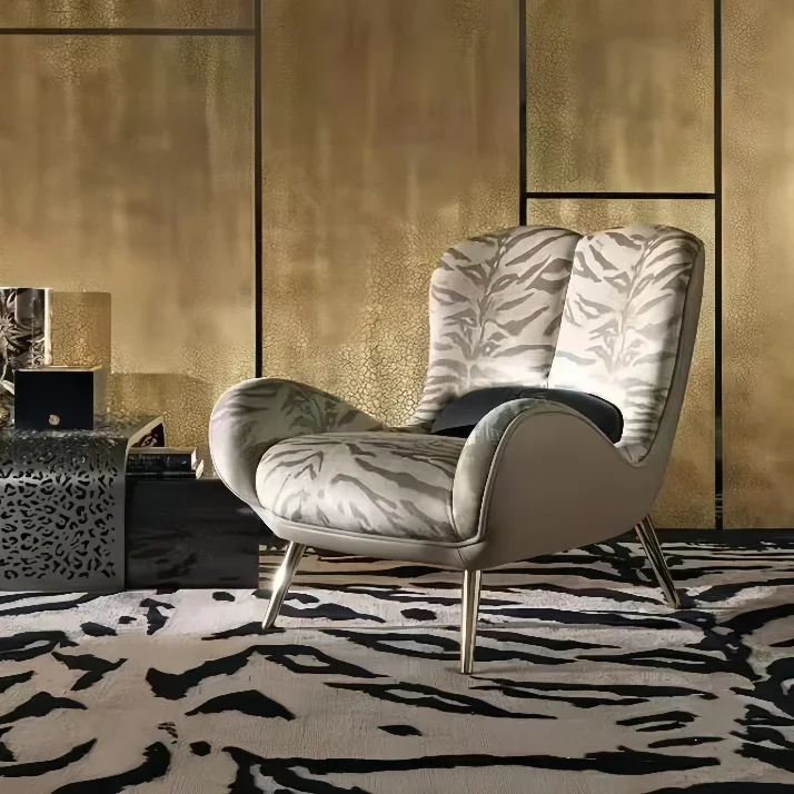 Single Chair Tiger Pattern Leisure Chair Sofa Chair High Back