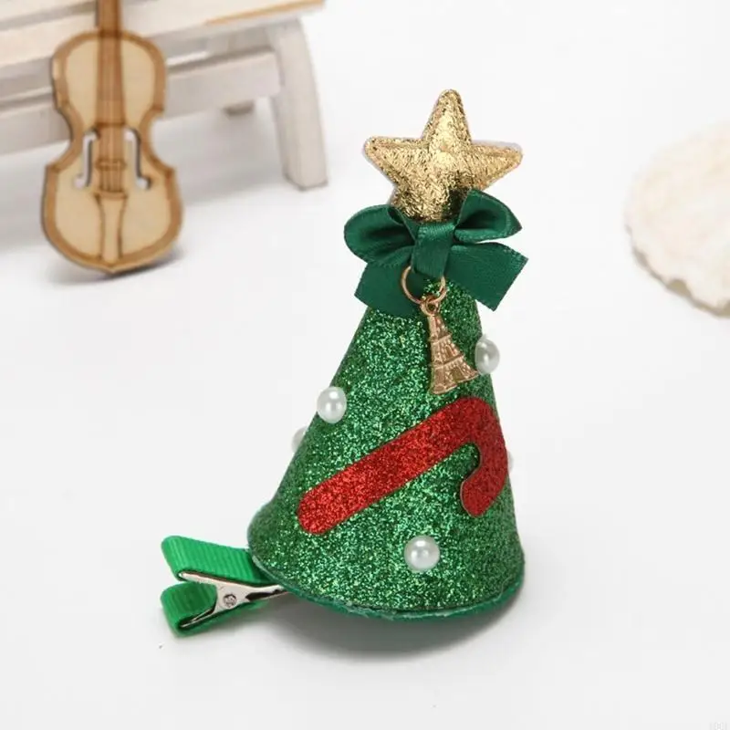 Christmas Hat Hair Clip Xmas Tree Barrette Glitter Hairpin Girl Hair Accessories