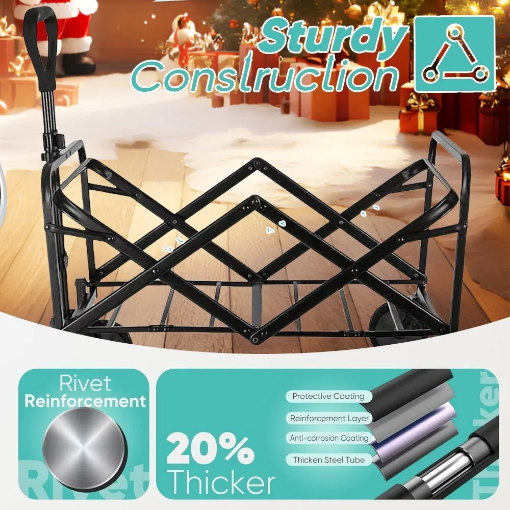 [شديد التحمل] عربة عربة قابلة للطي |   الثقيلة |   360 ° جميع عجلات التضاريس، جيوب جانبية، سعة كبيرة قابلة للطي |   للتخييم،