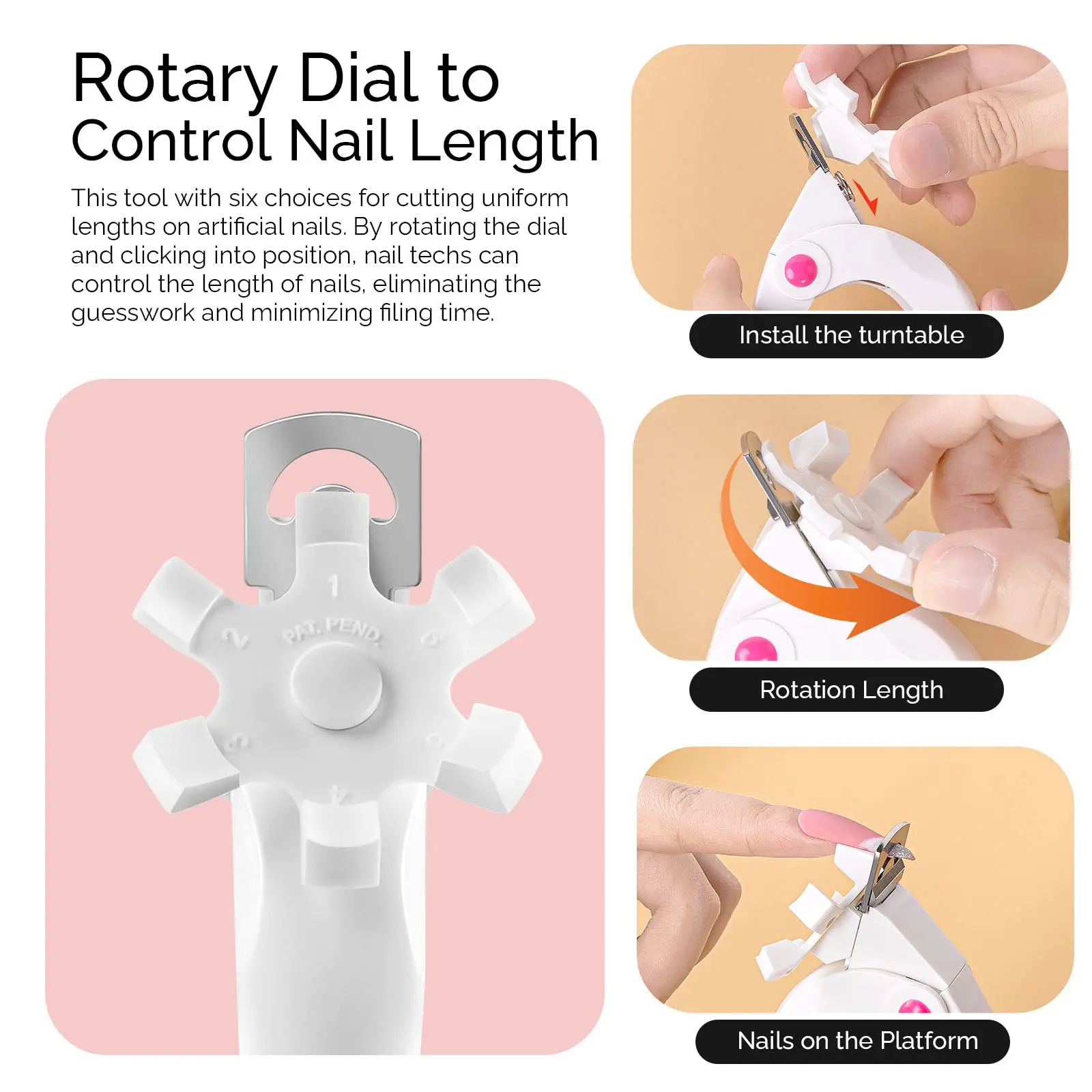 กรรไกรตัดเล็บปลอมแบบฝรั่งเศสทรงตัวยู ตัดเล็บอะคริลิค ปรับขนาดได้ ตัดปลายเล็บ ตัดแต่งเล็บ พร้อมตัววัดขนาด ตัดได้อย่างแม่นยำ