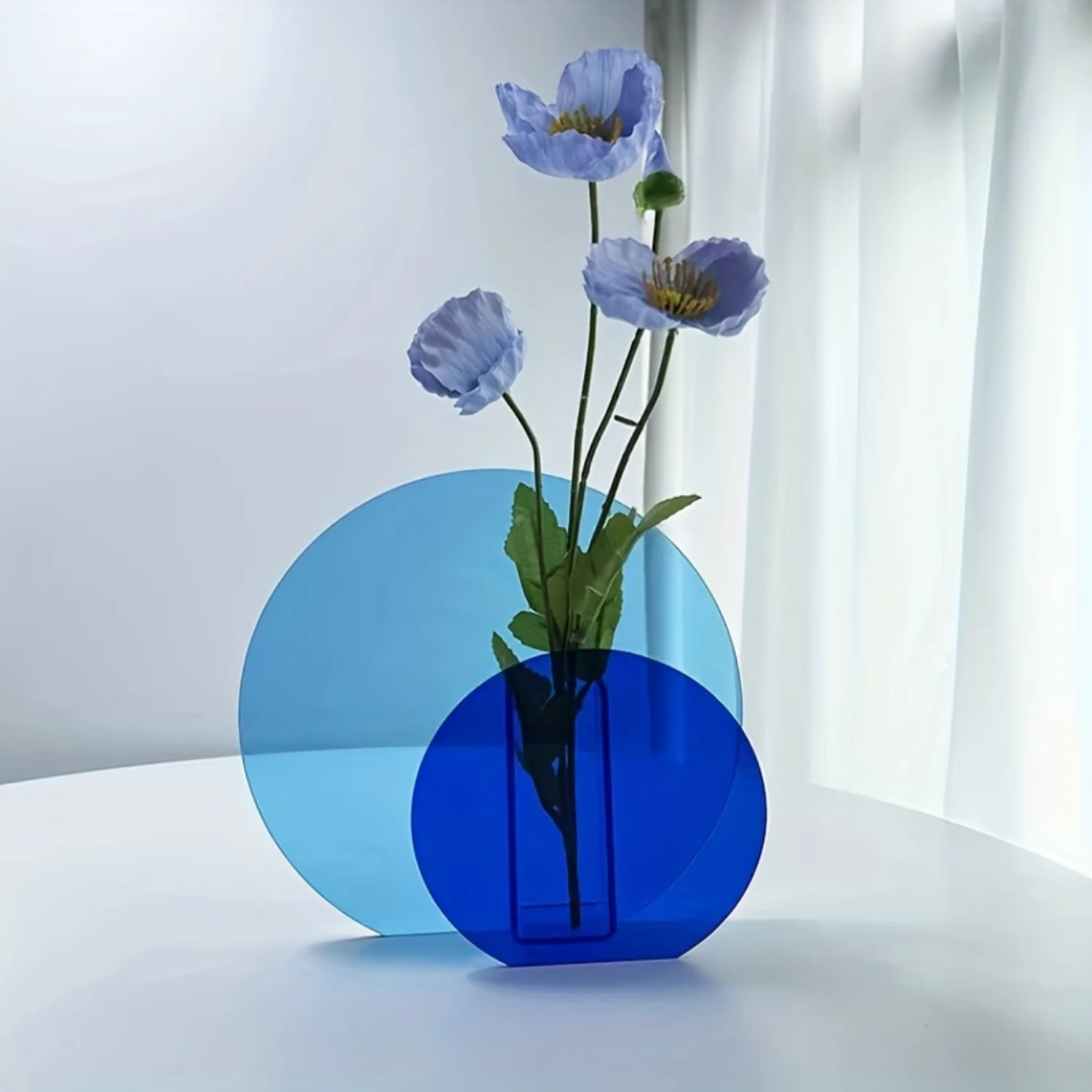 Large and Small Round Acrylic Vase Set for Minimalist Living Room Decor, Creative Decoration Ornament for Room Decor - Elegant M