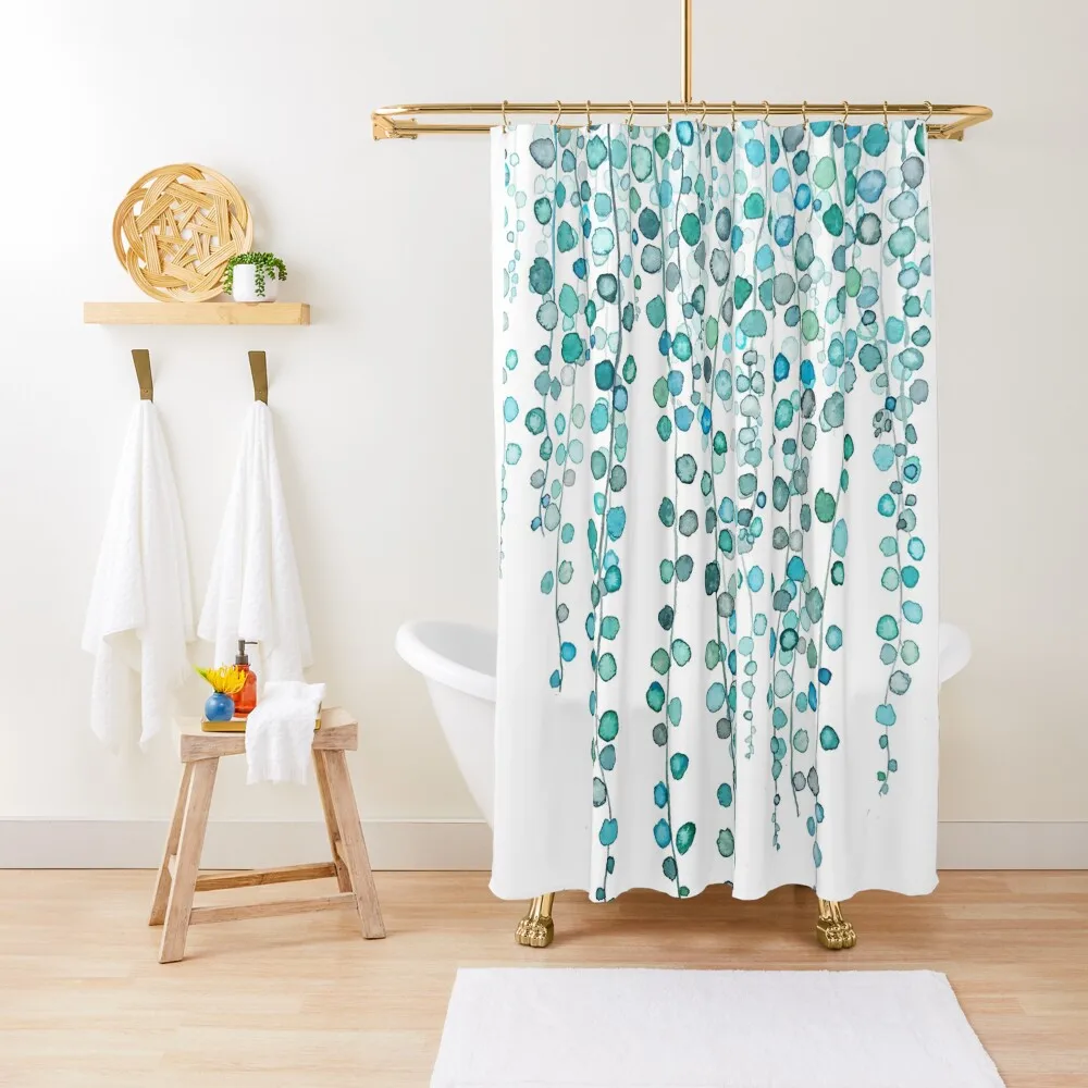 

string of pearl plant 2 watercolor Shower Curtain Shower Set For Bathroom Shower Waterproof Bathtub Curtain