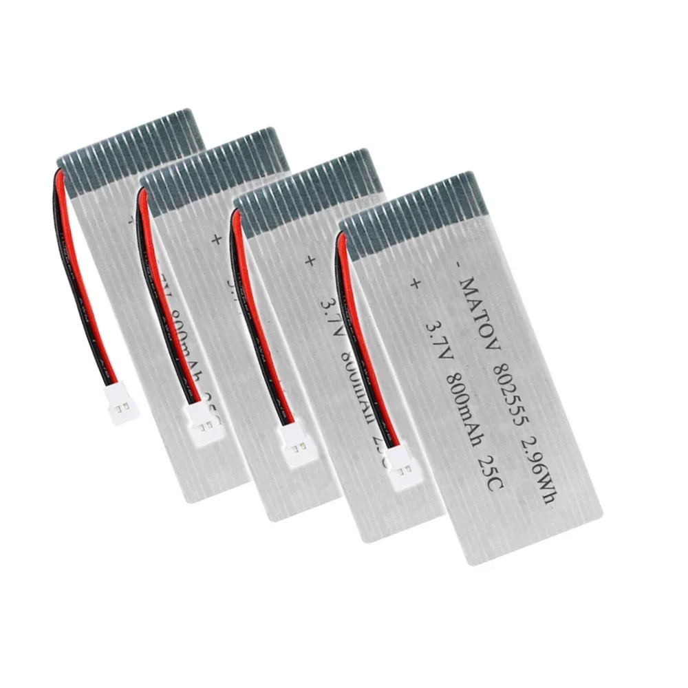 3.7V Li polymer Lithium Battery 25C 800mAh For Drone battery ship toy airplane model battery 802555 55*25*8mm With XH2.54 Plug