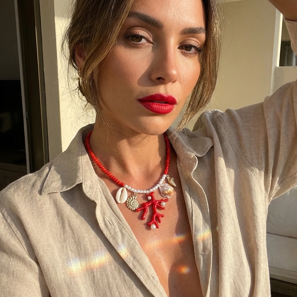 Großhandel Korallenmuschel Seestern Sonnenreiskorn Anhänger Halskette für Frauen Boho Choker Kette Kreativer Schmuck Strandgeschenk – Detail 5