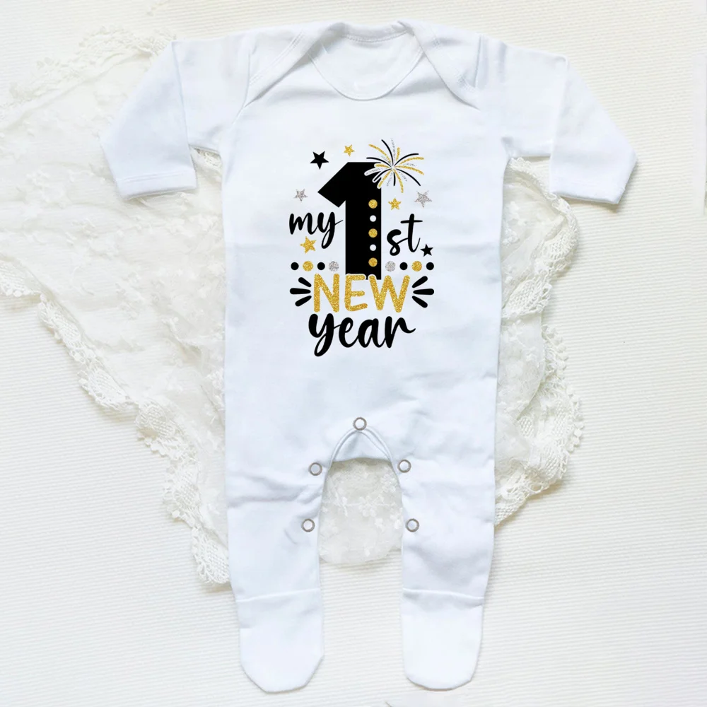 بلدي السنة الجديدة الأولى 2026 طباعة الطفل ملابس خاصة سنة جديدة سعيدة الوليد Babygrow الزي الشتاء الرضع ملابس خاصة طويلة الأكمام رومبير