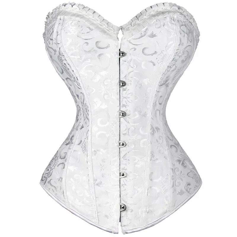 

Vintage Lace Overbust Corset for Women Steel Boned Waist Training Slim Tummy Control Cinchers Binders Shaper Bustier Tops