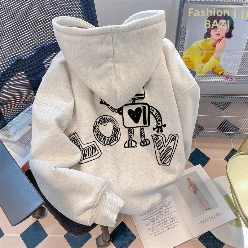 

Extra Large 300 Pou Creative Print Heavyweight Hoodie ex Spring Autumn Winter Loose Versatile Outerwear Long Sve Co...