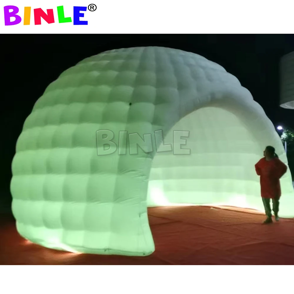 Cúpula de aire inflable promocional con luces Led, iglú blanco, tienda de escenario para Pub de boda, feria comercial