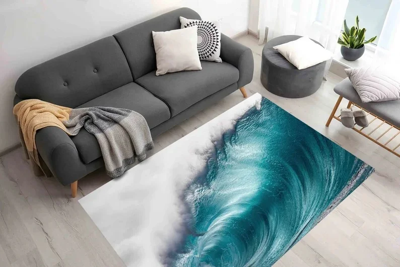 موجة الساحل السجاد شروق الشمس غروب الشمس نمط السجاد المحيط سلسلة غرفة المعيشة غرفة نوم سجادة كبيرة ديكور المنزل البساط #3