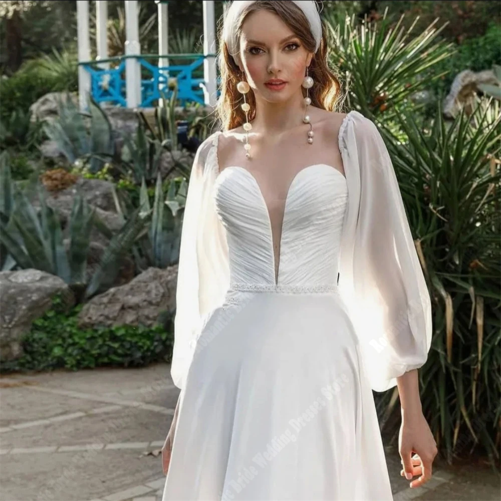 Abiti da sposa da donna in Tulle Sexy abiti da ballo senza schienale a maniche lunghe minimalisti di alta qualità 2024 lunghezza di lavaggio Vestidos De Novias