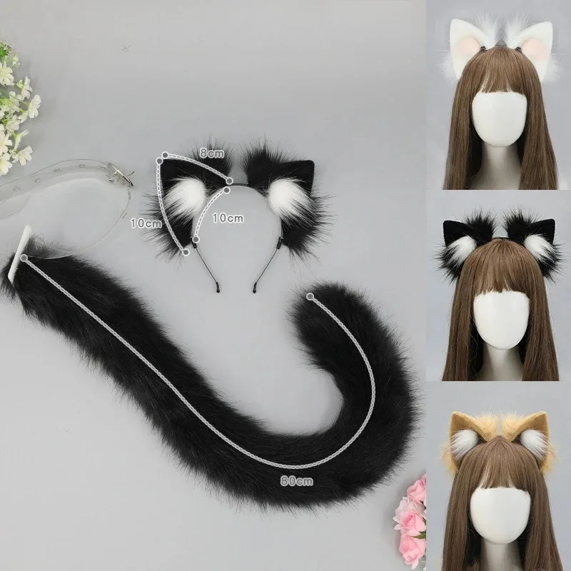 

2026Nekopara Cosplay Cat Ears and Tail Set Handmade Furry Beast Ears Headband Halloween Costume Accessory for Catgirls