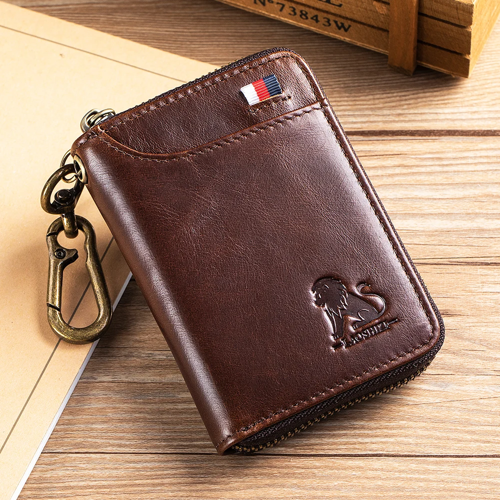 Genuine Leather Key Bag for Men's Car Key Bag, Can Be Hung on the Waist for Door Access, Anti-Theft Wallet Card Holder