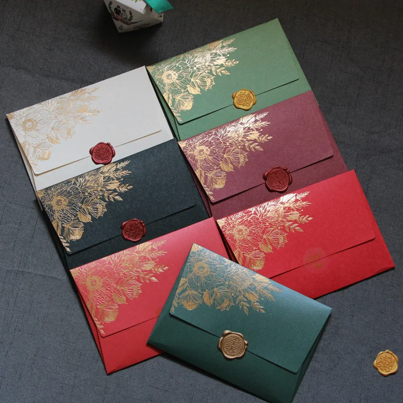 20pcs/set MIni Size Gold Flower Thick Paper Envelopes for Greeting Card Card Postcard Storage Size 11.5cmX8cm