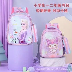 Sanrio-mochila impermeable de dibujos animados para niñas, protección de la columna vertebral ligera para estudiantes de escuela primaria, reduce la carga