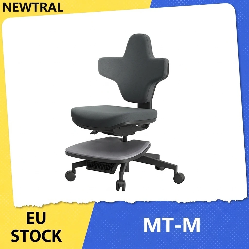 NEWTRAL MT-M Chaise de bureau ergonomique Standing-Mate, siège adaptatif 5-en-1, 167 °   Dossier rabattable, hauteur de siège réglable 46-57 cm, profondeur de siège 38-44 cm, design sans accoudoirs, ergonomie entièrement réglable, capacité de charge 150 kg - Gris foncé
