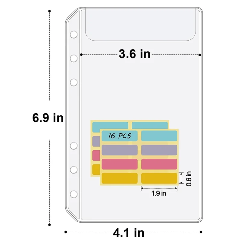 Хорошо сделанные-карманы для папок формата А6, 12 шт., конверты без молнии для составления бюджета, сумки для папок без молнии с 6 отверстиями, конверт для переплета A6 с 6 кольцами