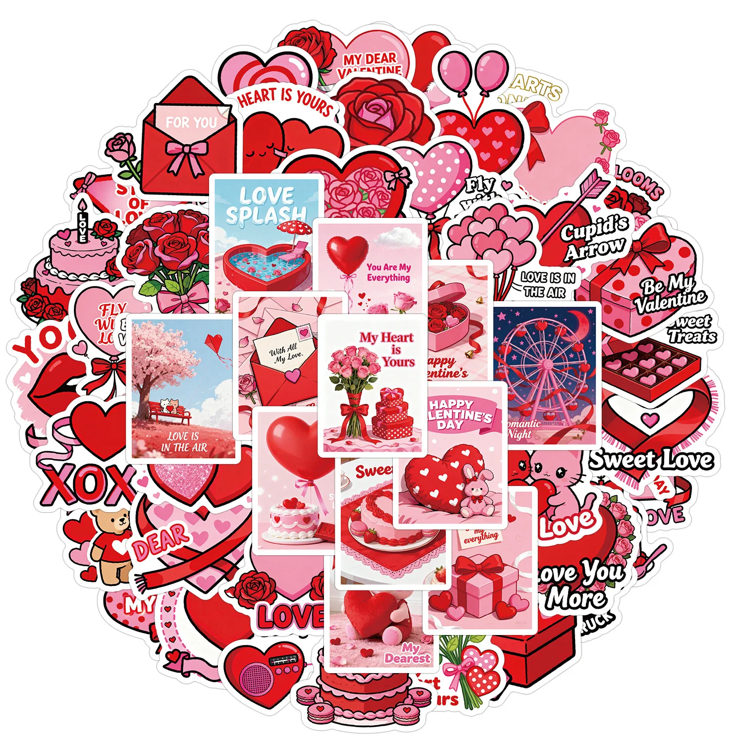50 pezzi di adesivi rossi per cartoni animati di San Valentino, telefono fai da te, laptop, bagagli, skateboard, graffiti, divertenti per bambini