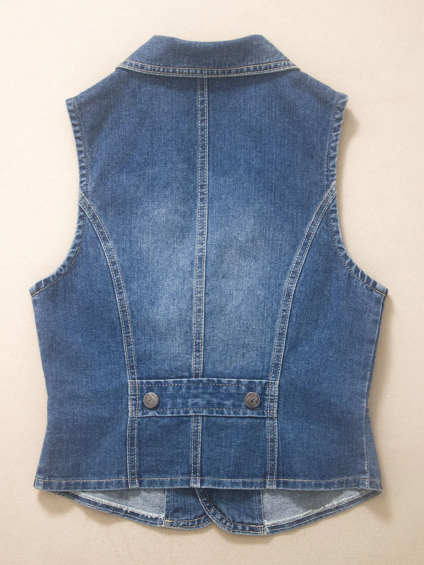 2025 Gilet di jeans da donna nuovo ort Zipper Svel Vintage Blue Faionable Small Size Jaet oulder Pad Busin Suit