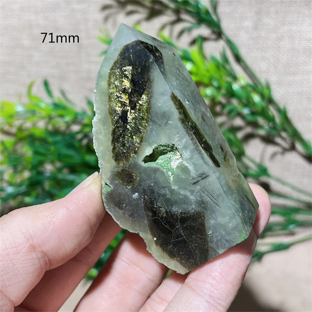 Prehnite Tower Point Wand Crystal Natural Green Stone Quartz Geode Gemstones Mineral Spiritual Ornaments Home Decoration