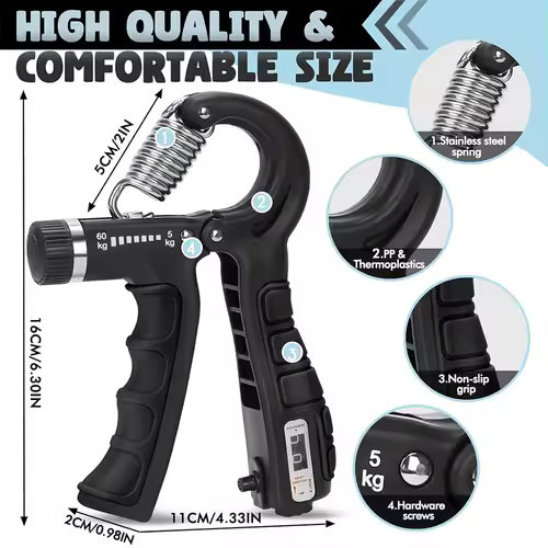 5-60Kg Adjustable Heavy Hand Gripper Fitness Hand Exerciser Grip Wrist Training Finger Gripper Hand Strengthener for Patient - Image 2
