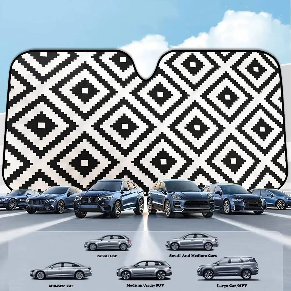 

Солнцезащитный козырек для лобового стекла автомобиля, внедорожника, грузовика, черный, геометрический, в скандинавском стиле, аксессуар, защита от солнца