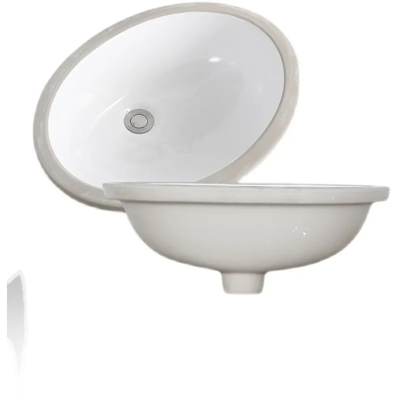 Drop-in Sink Wash Basin Household Washbasin Square Oval Single Basin Embedded Ceramic Basin Balcony Bathroom Inter-PlatformBasin
