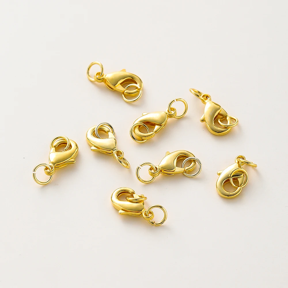 

10pcs/lot 14K 18K Gold Lobster Clasps With Jump Ring Necklace Bracelet Extender Chain Connectors For DIY Jewelry Making Findings