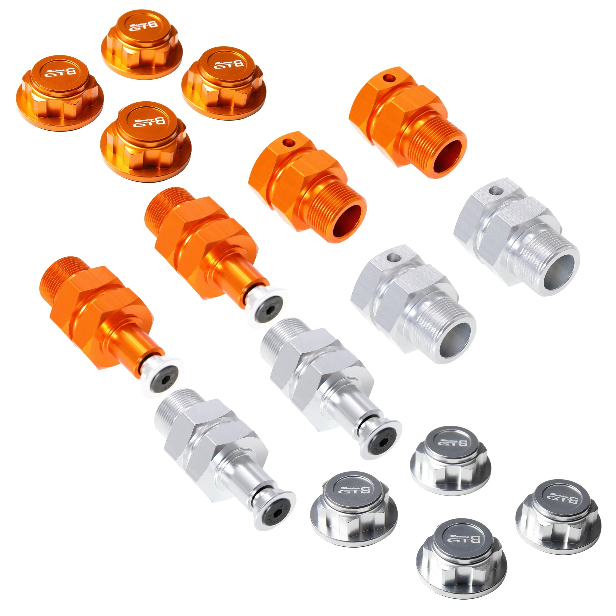 GTBRacing CNC Aluminum Wheel Hub Front / Rear Extended Axles with Nuts for 1/5 RC Car HPI km rv Baja 5b