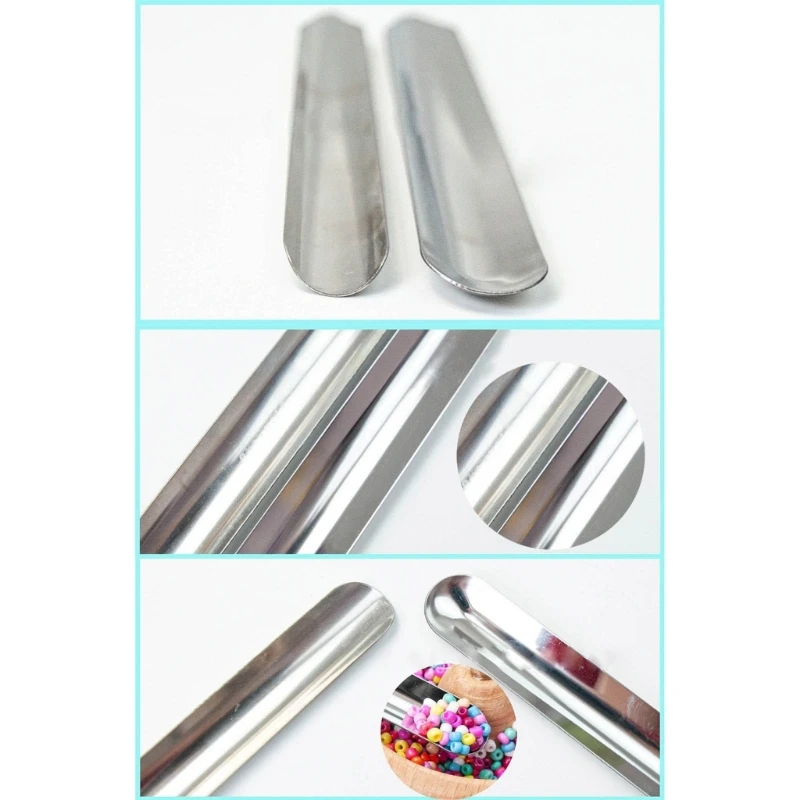 Bead Scoops and Silicone Mat Curved Metal Tools with Pointed Tips for Beads Pickup and Storage Jewelry Making Supplies Dropship