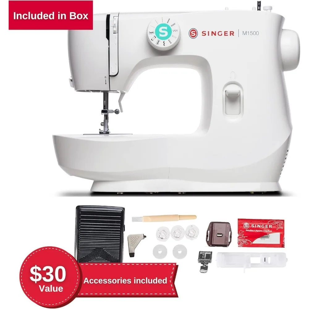 M1500 Lightweight & Portable Sewing Machine with Accessory Kit | 57 Stitch Applications, LED Light & 1-step Buttonhole