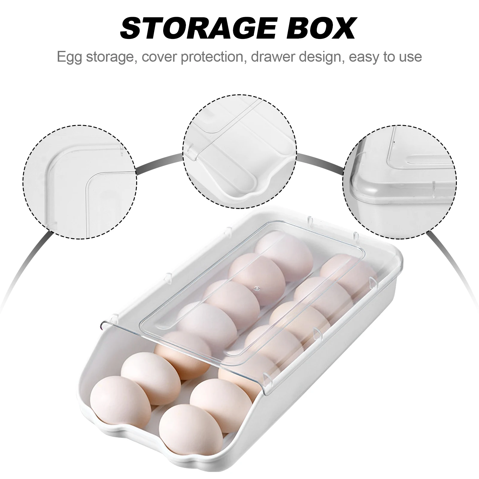 

1pc Plastic Egg Holder Storage Tray Kitchen Organizer Transparent Refrigerator Egg Box Space Saver Clean Practical Home Goods