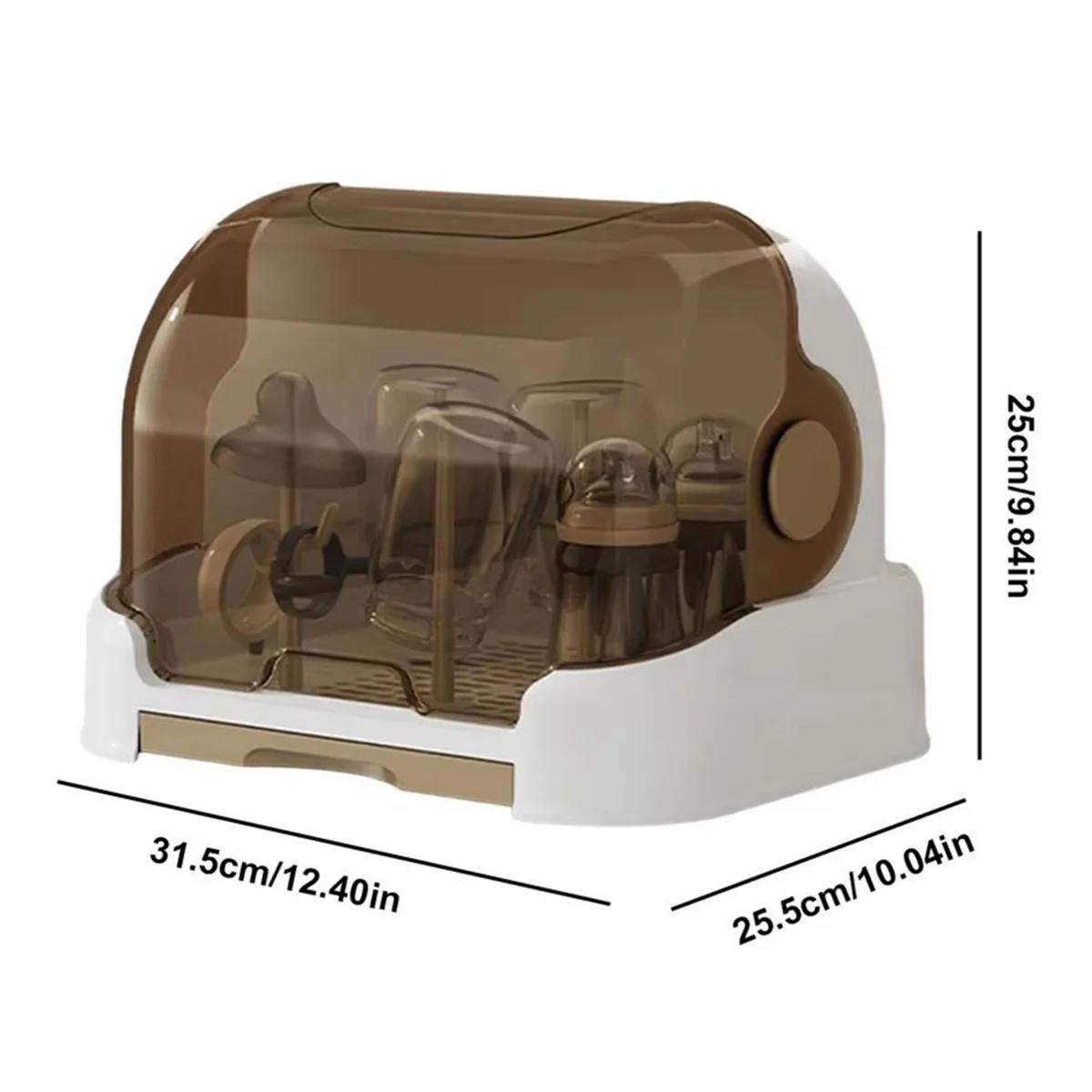 

AB51 Portable Baby Bottle Drying Rack with Dustproof Lid, Removable Drip Tray, and Compact Storage Design White