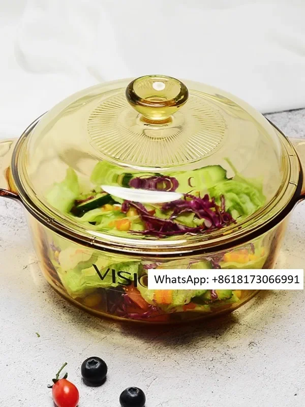 Transparent glass pot, open flame direct burning, high-temperature resistant gas soup pot, stew pot set, 2.25 liters