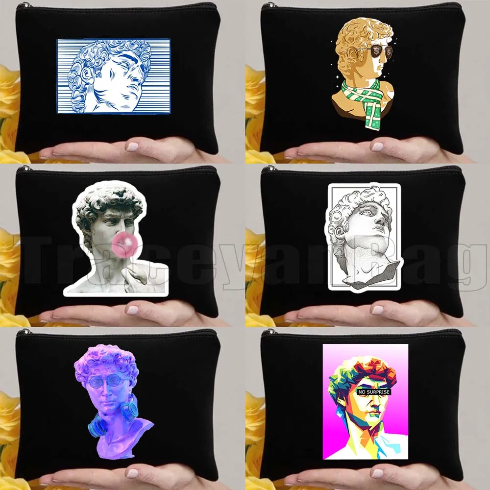 

Эстетичный забавный косметический мешочек/пенал с изображением Давида Микеланджело, граффити, ренессансного искусства и известных картин