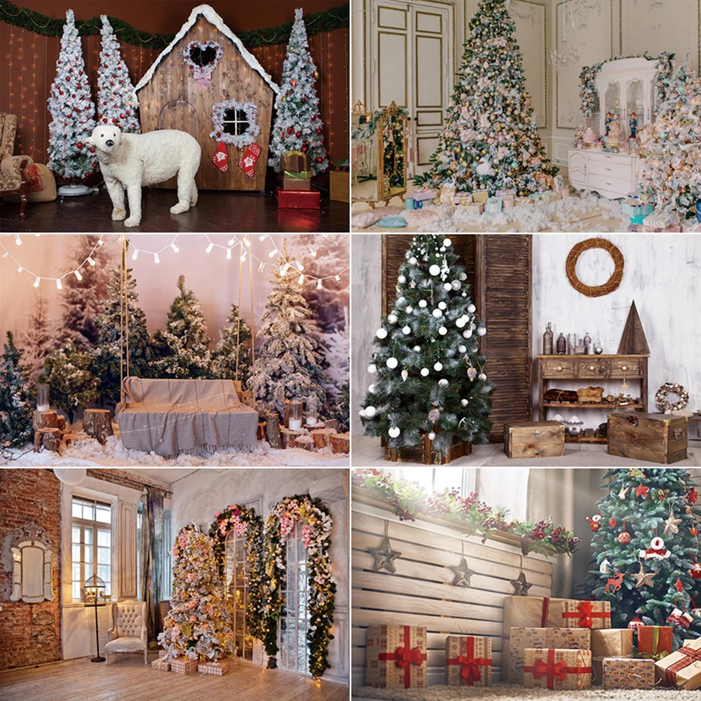 

MOON.QG 2025 Christmas Backdrop Photography Xmas Trees Sleigh Interior Photocall Background Child Studio Photocall Accessories