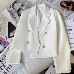 Elegante Abgeschnitten Blazer Frauen Koreanische Schwarz Langarm Anzug Jacke Mode Pendeln Mantel Büro Damen Grundlegende Oberbekleidung Neue