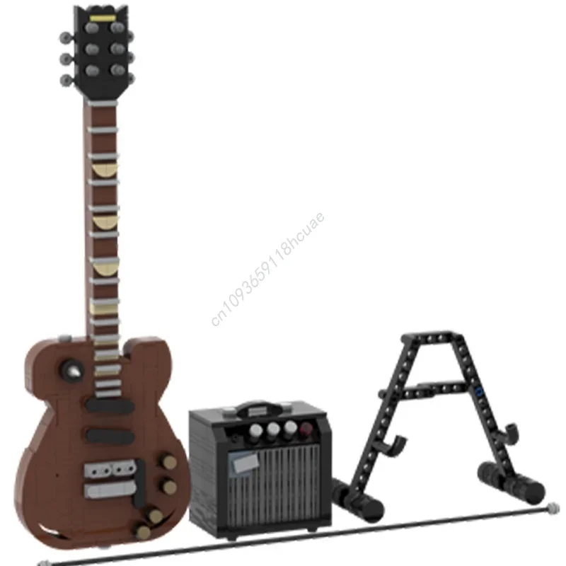 520개 MOC 깁슨 레스폴 기타 펜더 앰프 모델 빌딩 크리스마스 선물 블록 조립 창의적인 브릭 어린이 장난감 생일 선물