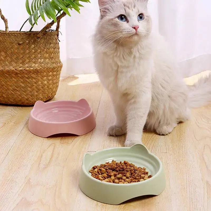 1-2Pcs Pet Dog Cat Food Bowl Cat Water Feeding Bowl Durable Plastic Standing Ear Threaded Pet Bowl Feeder Pets Accessories