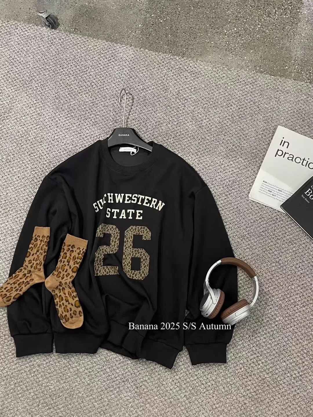 Sweat-shirt rond Ne Long Sve pour femme, imprimé léopard, motif de lettres, décontracté, confortable, Streetwear, automne 2025