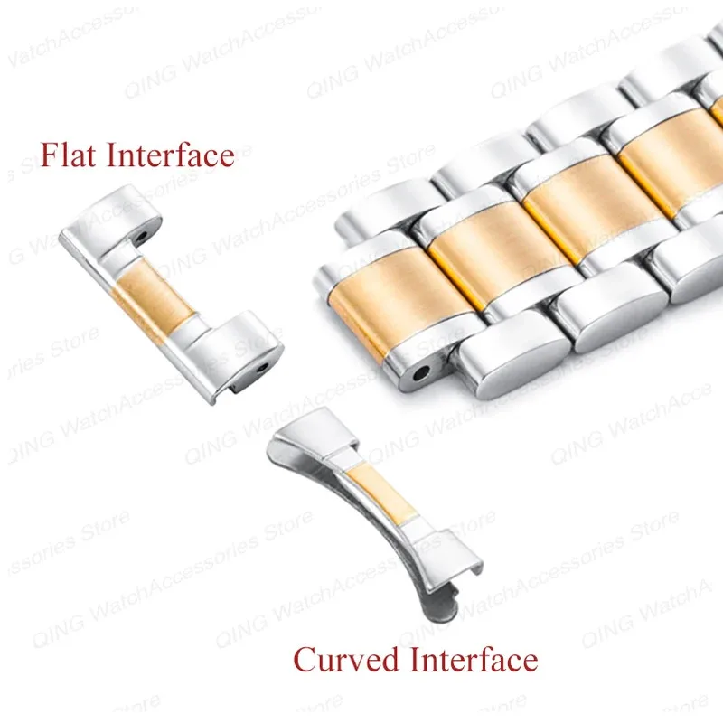 Curved end stainless steel watchband 16mm 17mm 18mm 19mm 20mm 21mm 22mm 23mm 24mm watch strap  For Casio Citizen Selko bracelet